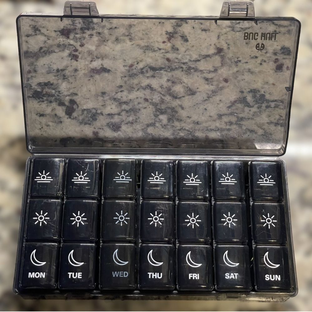 Bug Hill Black Weekly Pill Organizer (3X a Day/7 Days a Week) Great for Travel